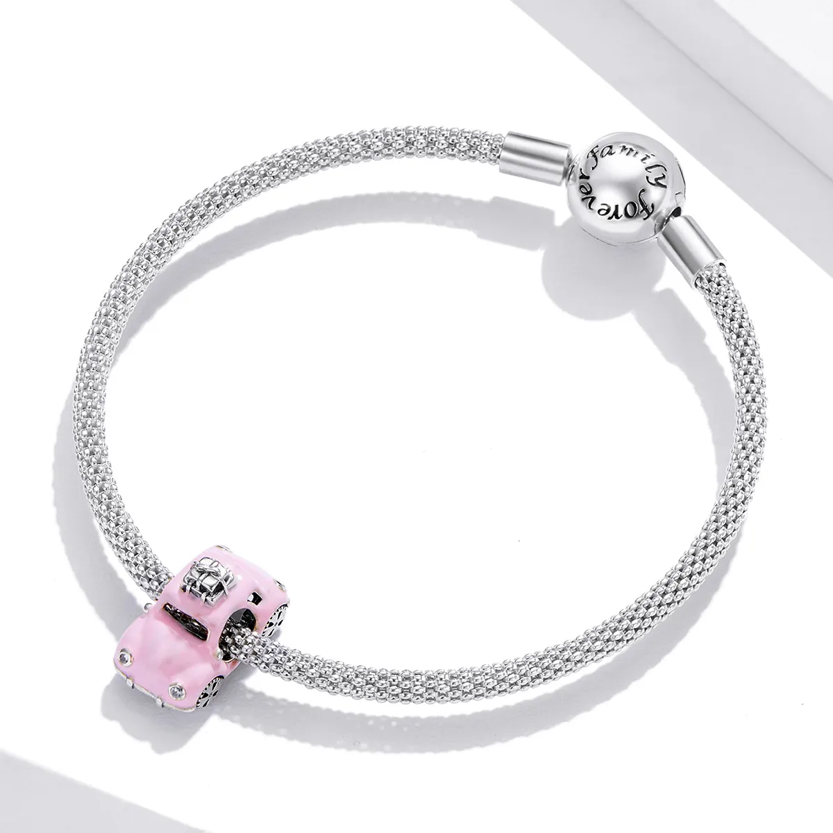 Pandora Style Silver Pink Car Charm - SCC1738