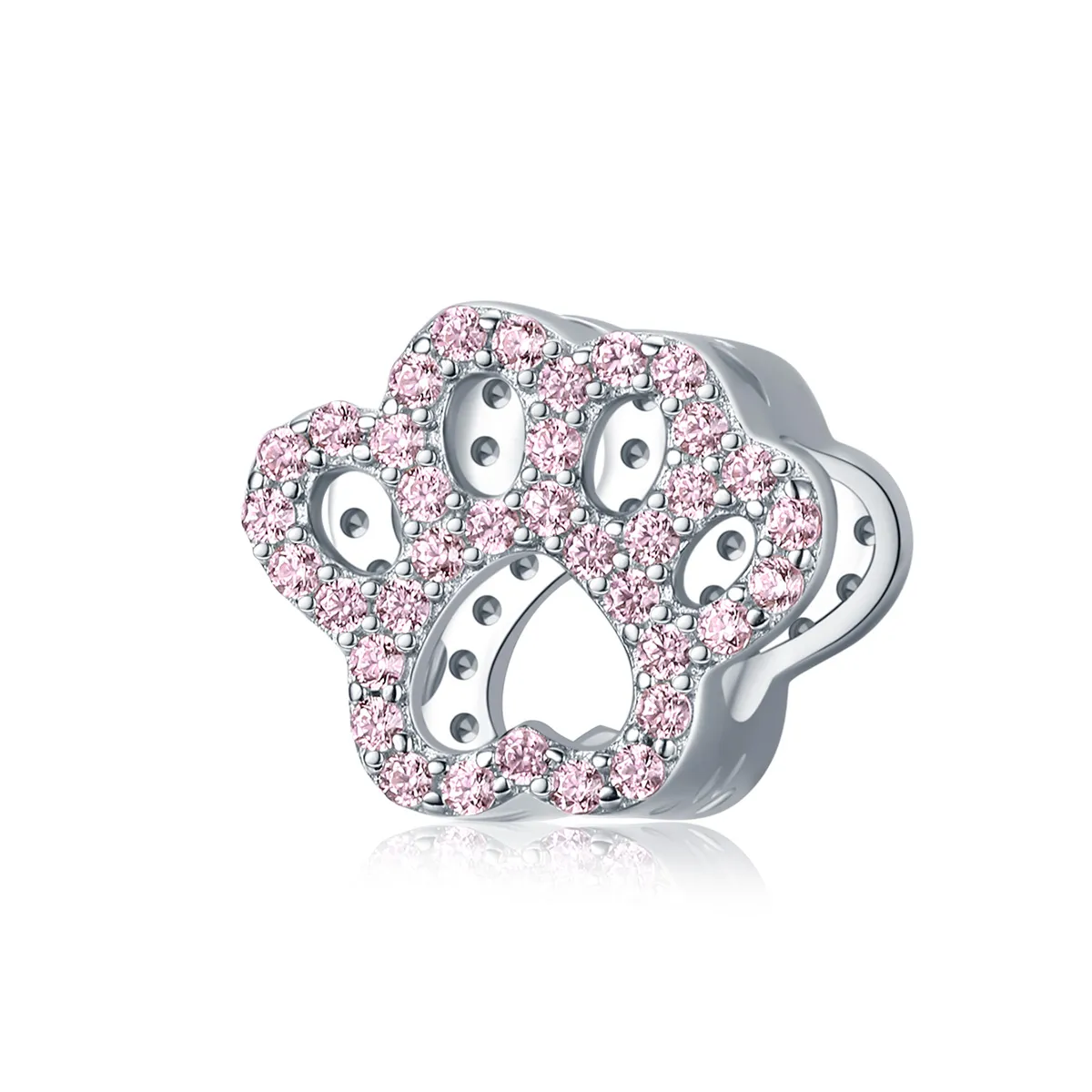 pandora style silver pink paw charm bsc164