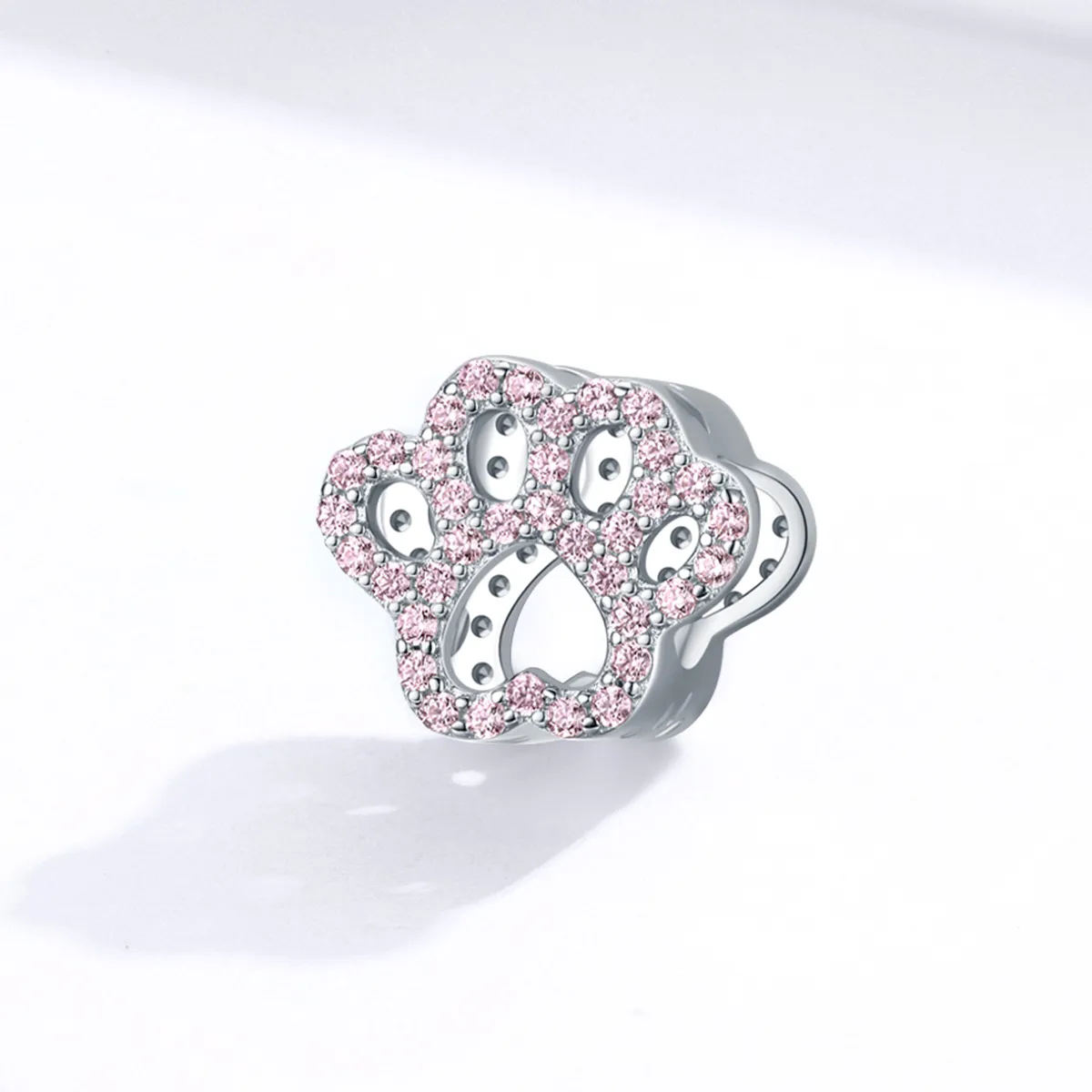 Pandora Style Silver Pink Paw Charm - BSC164