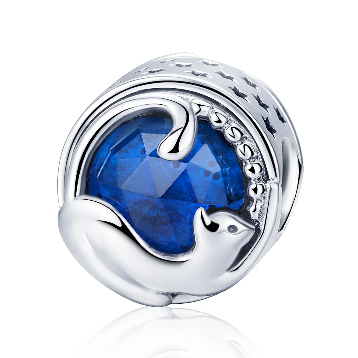 pandora style silver playful cat charm scc708