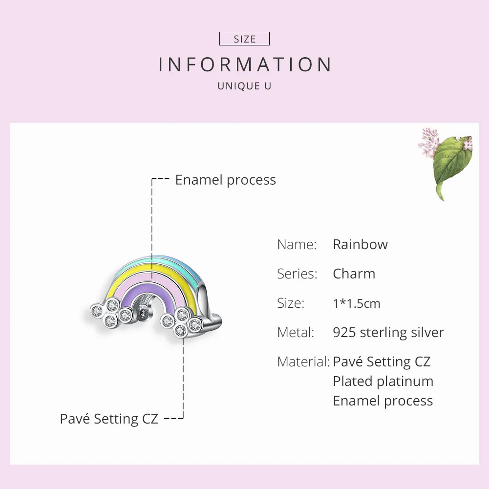 Pandora Style Silver Rainbow Charm - SCC1425