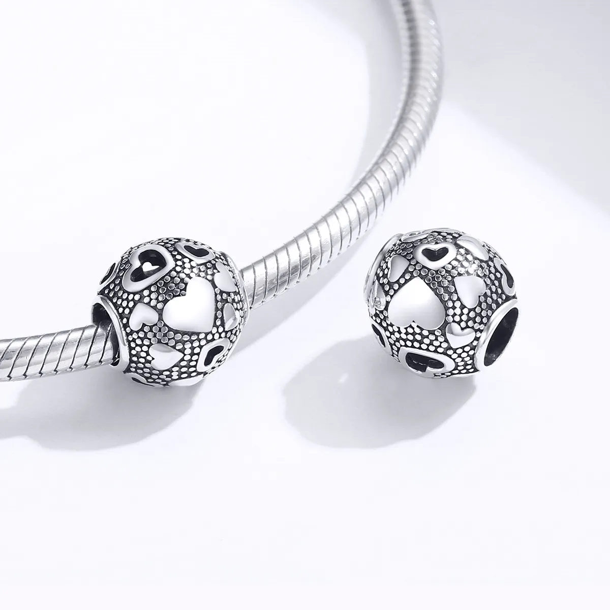 Pandora Style Silver Retro Heart Charm - SCC1451