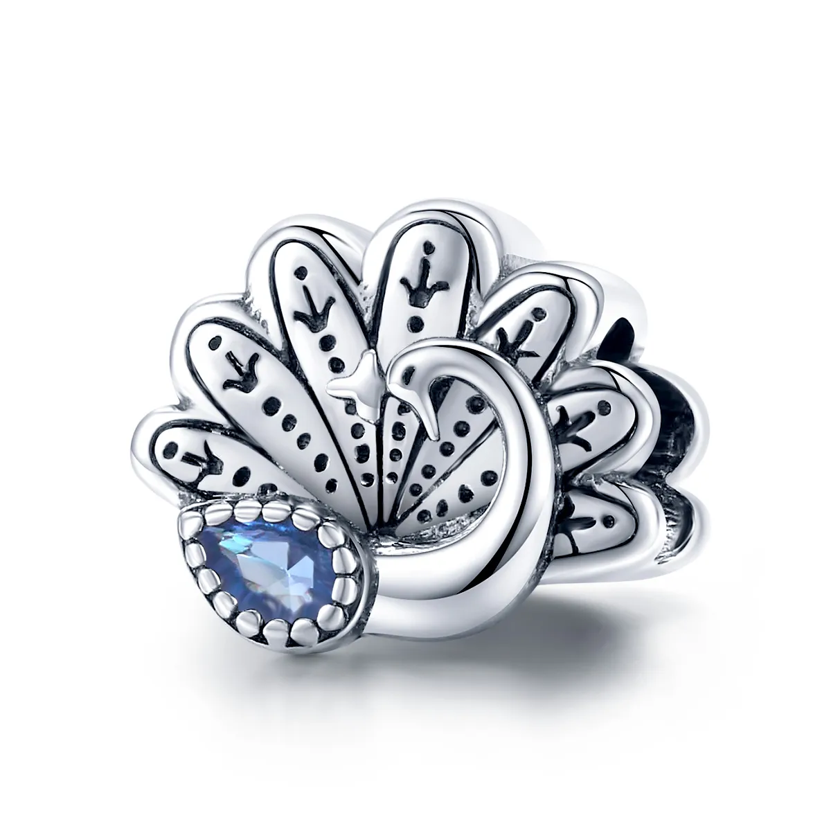 pandora style silver retro peacock charm scc1558