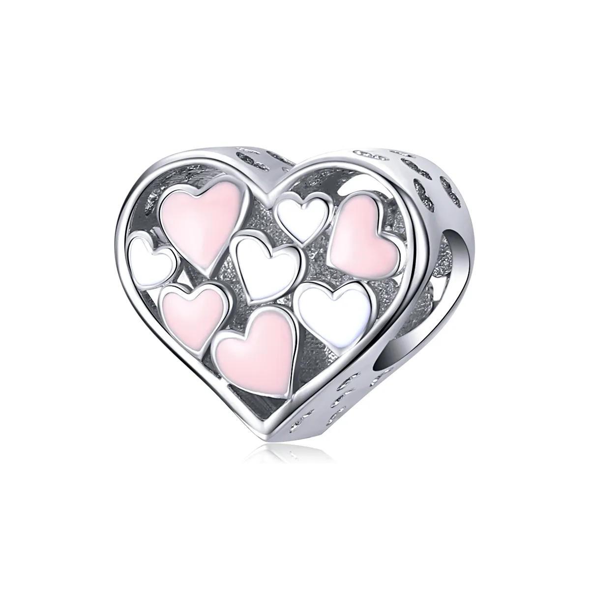 pandora style silver romance heart charm scc1423