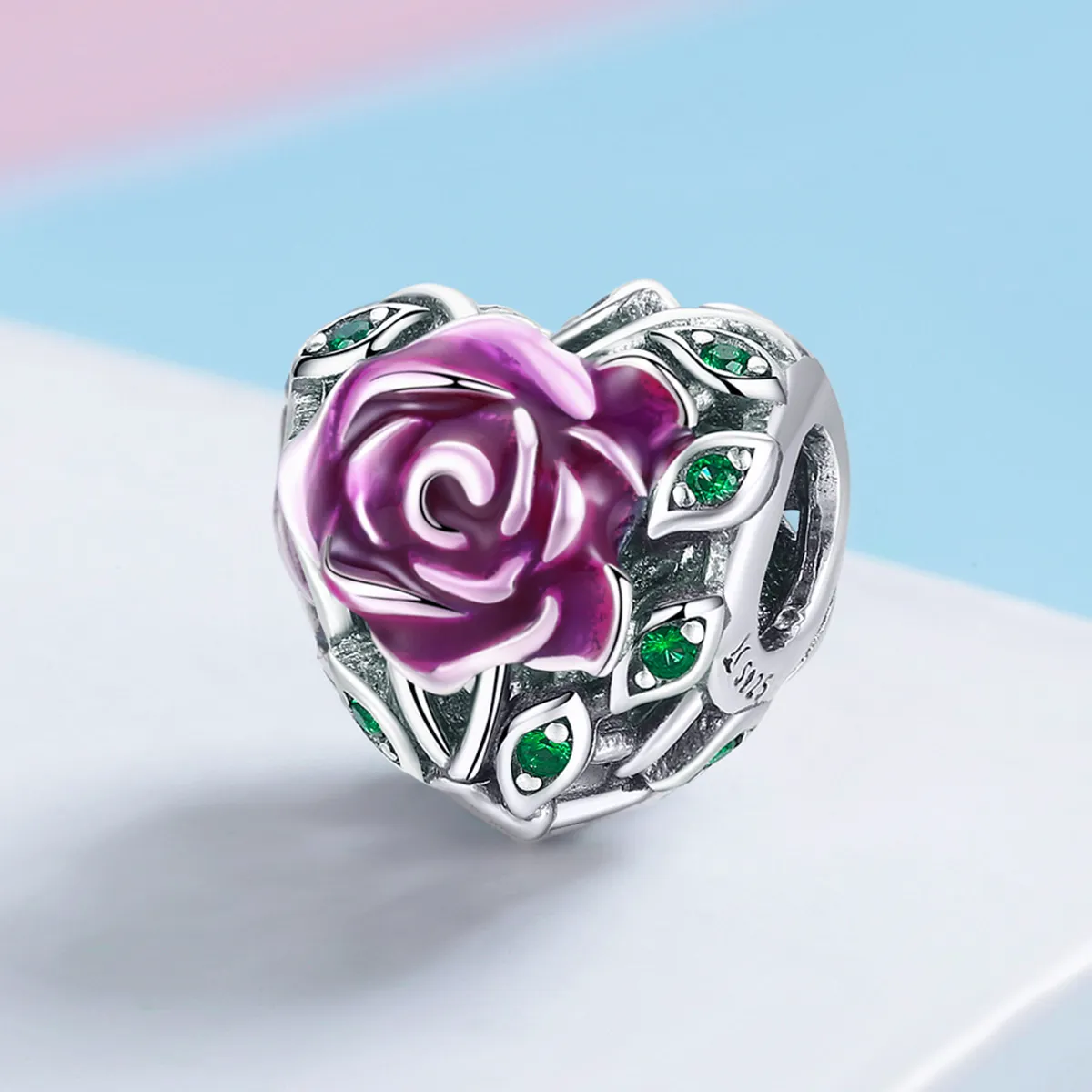 Pandora Style Silver Rose Heart Charm - SCC927