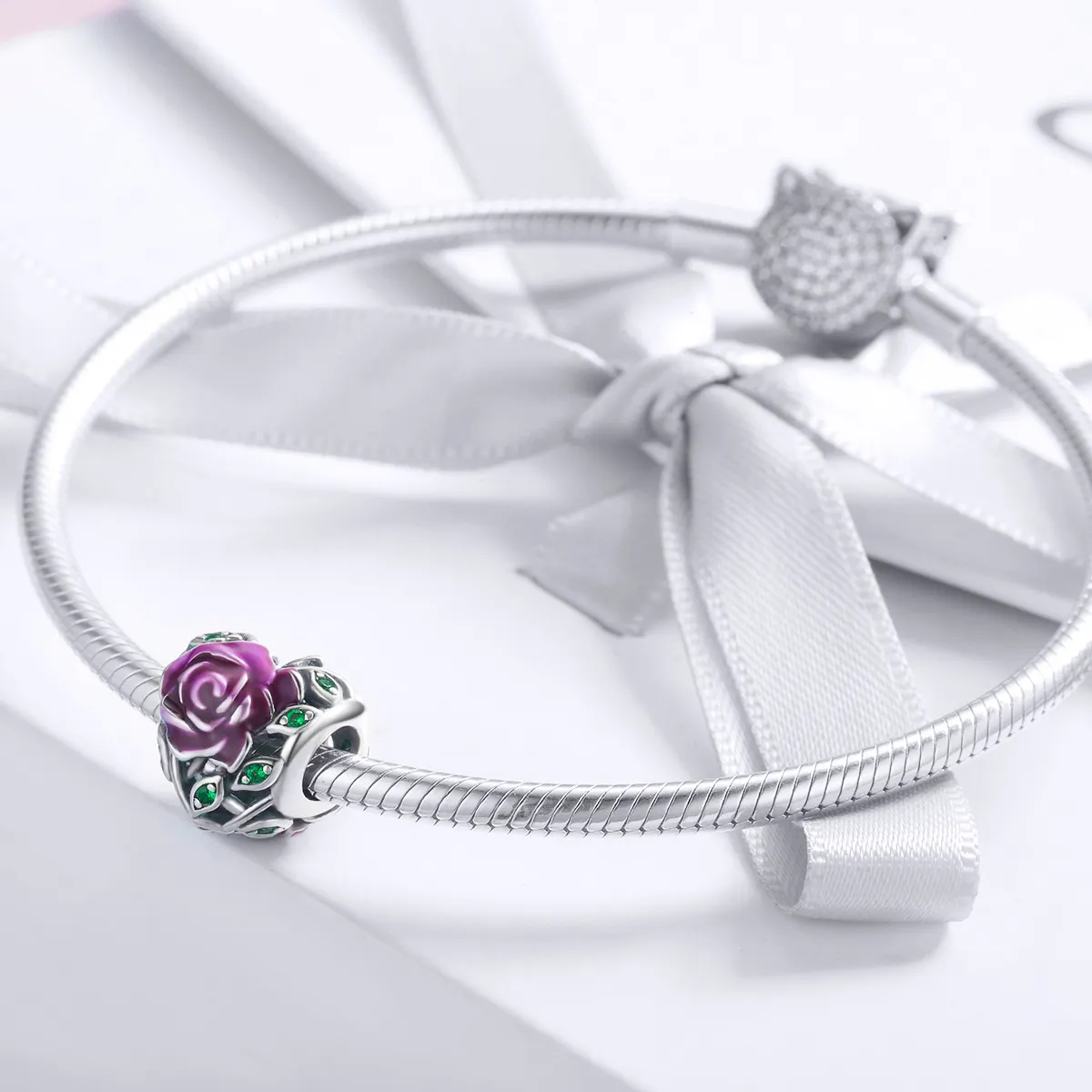 Pandora Style Silver Rose Heart Charm - SCC927