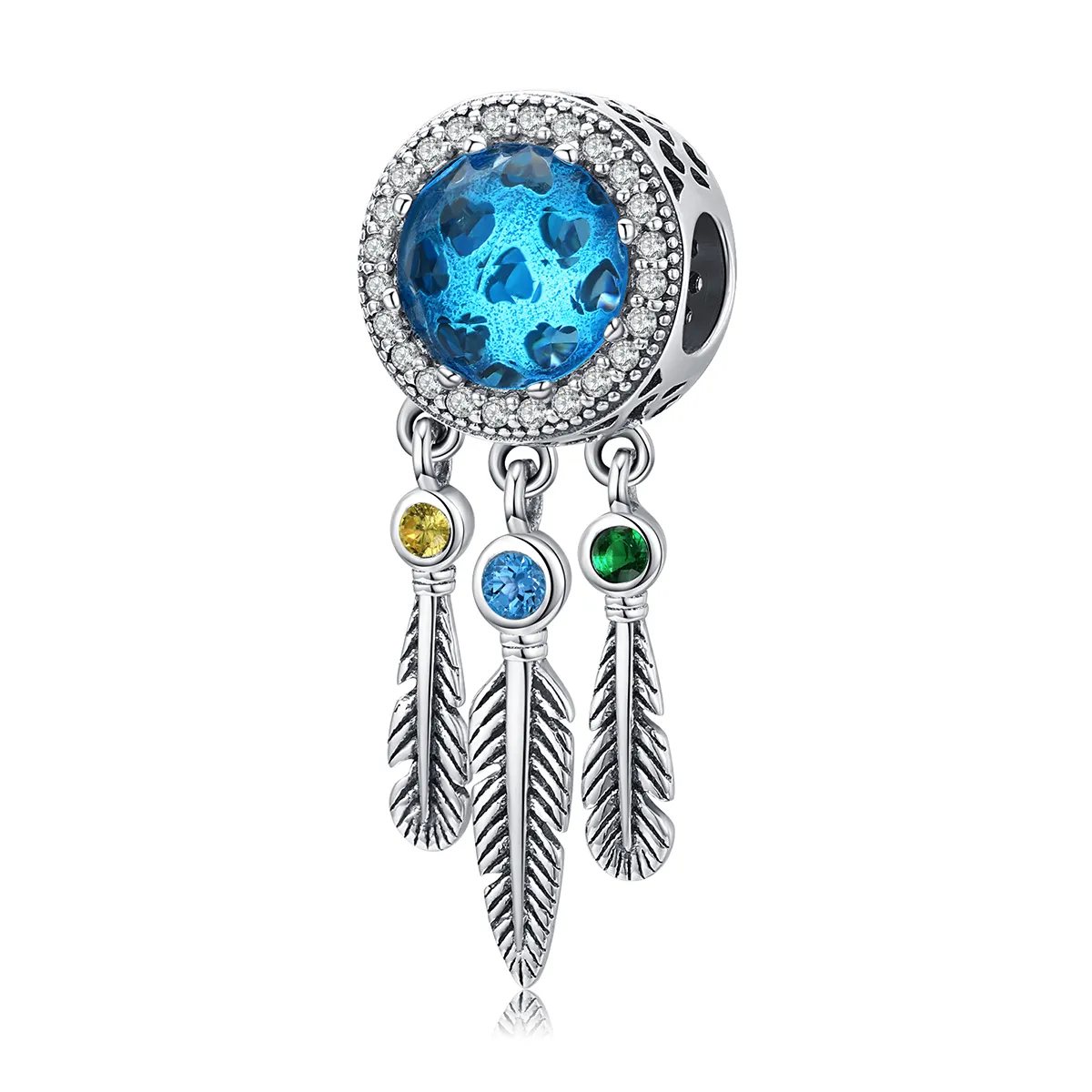 Pandora Style Silver Sapphire Dream Catcher Charm - SCC1384