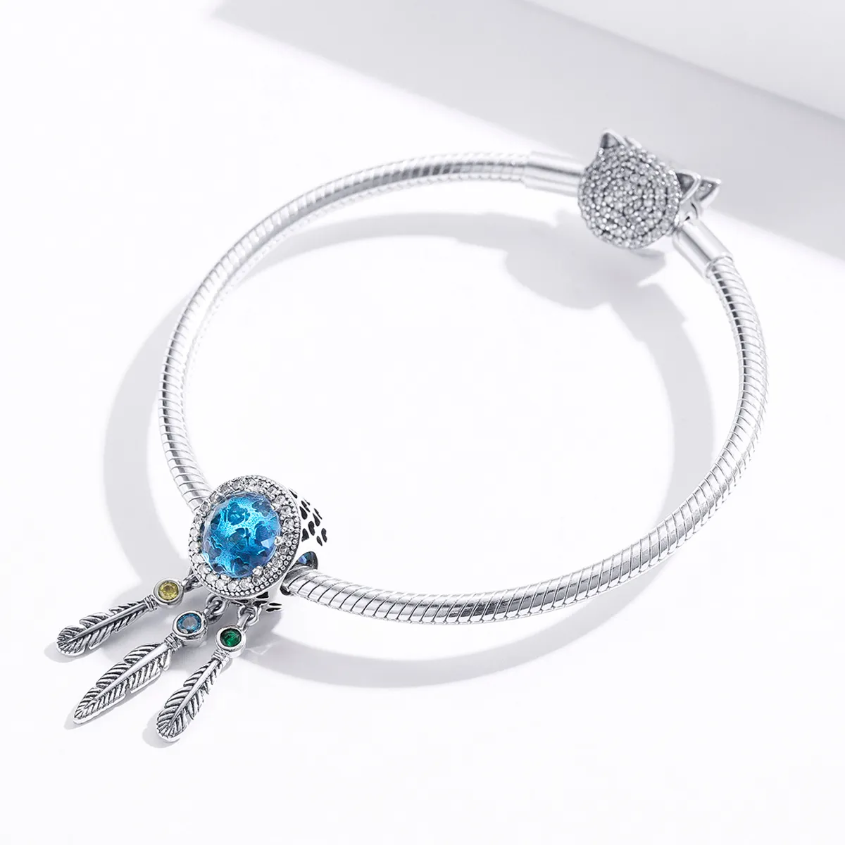 Pandora Style Silver Sapphire Dream Catcher Charm - SCC1384