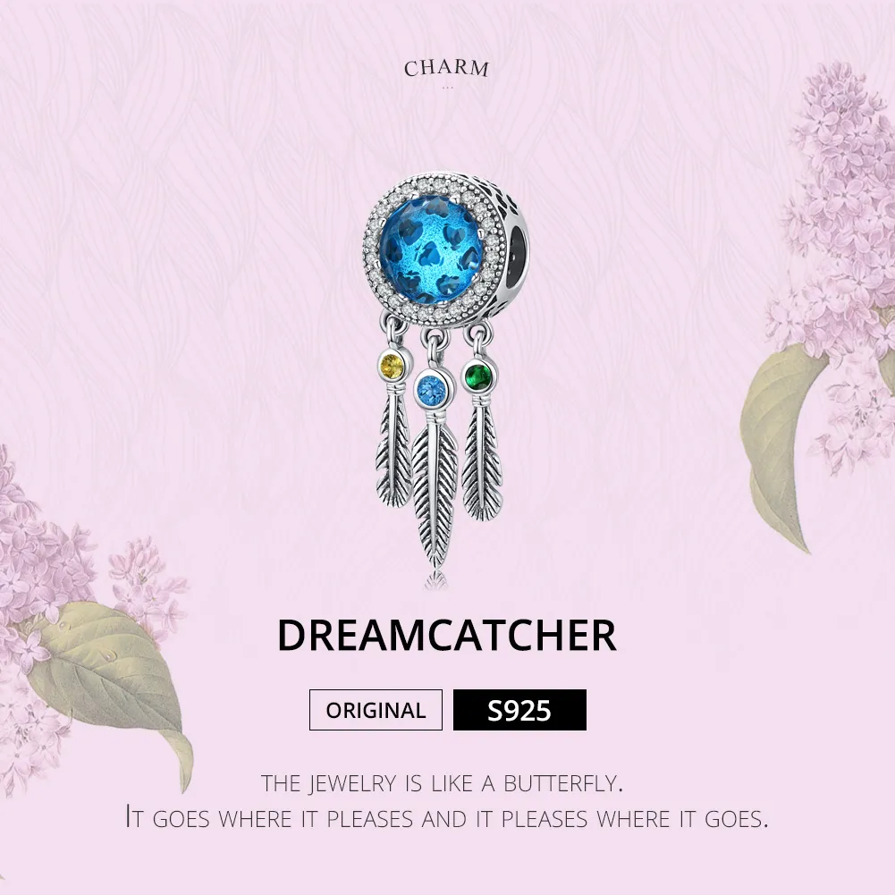 Pandora Style Silver Sapphire Dream Catcher Charm - SCC1384