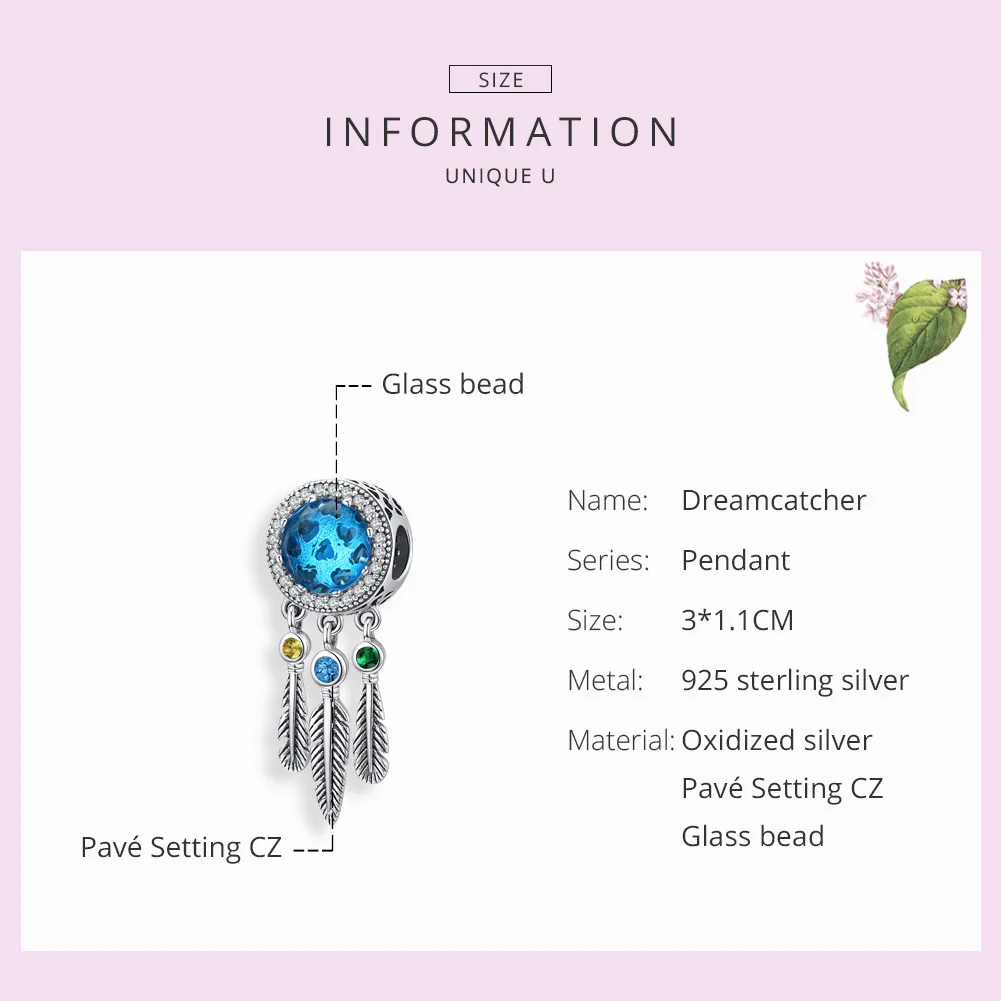 Pandora Style Silver Sapphire Dream Catcher Charm - SCC1384