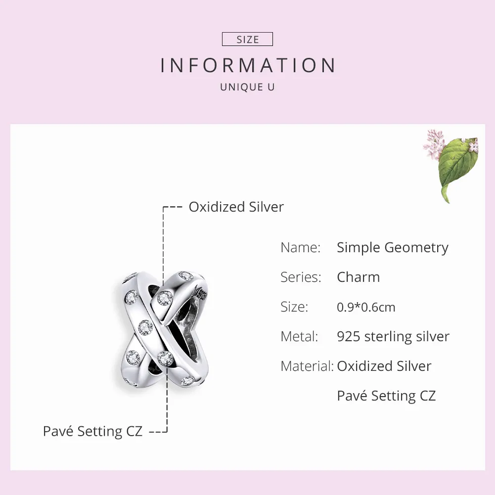 Pandora Style Silver Simple Geometry Charm - SCC1515