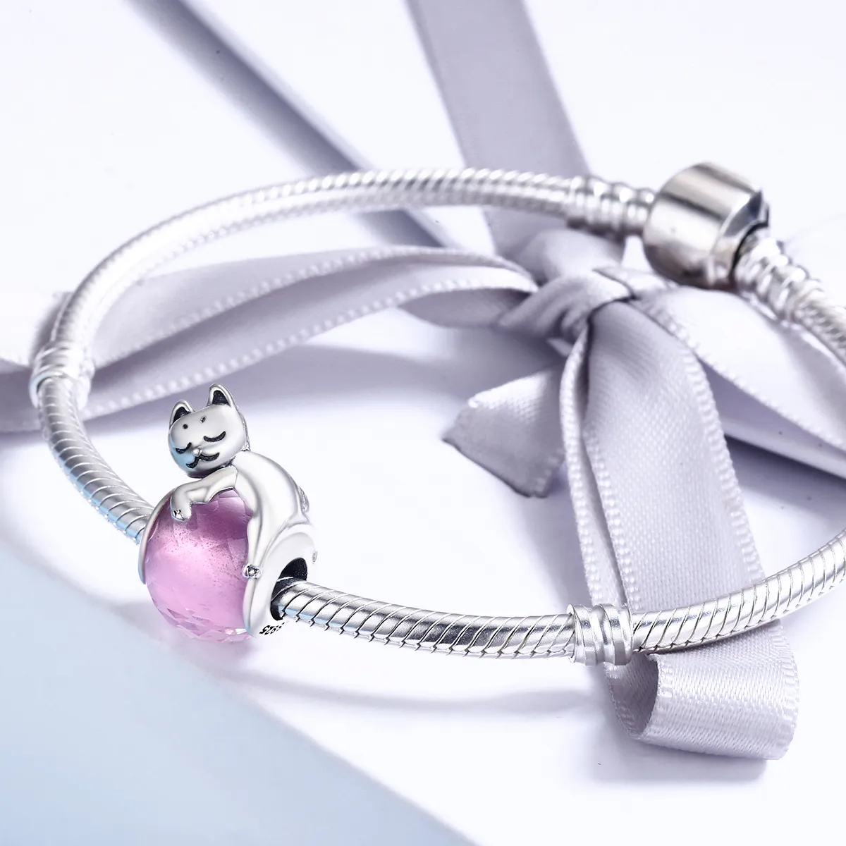 Pandora Style Silver Sleeping Cat Charm - SCC447