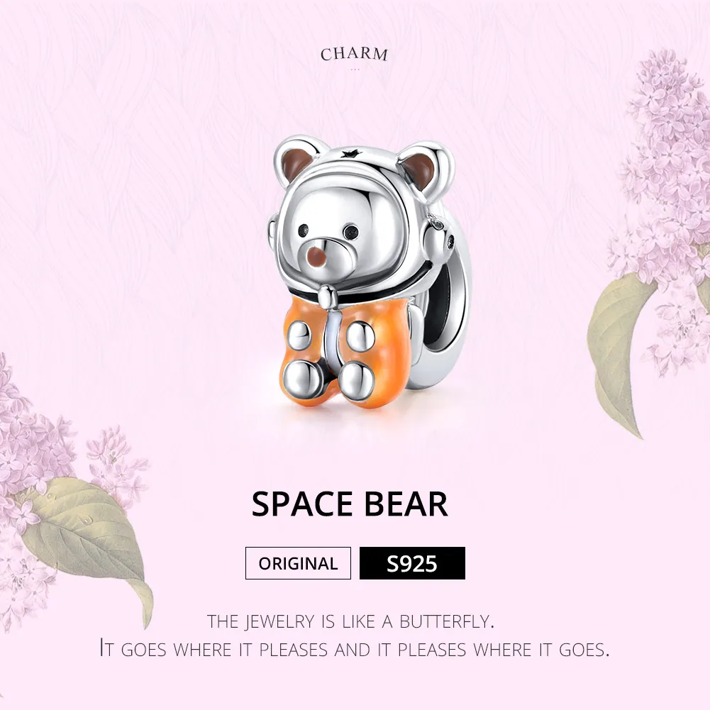 Pandora Style Silver Space Bear Charm - SCC1693