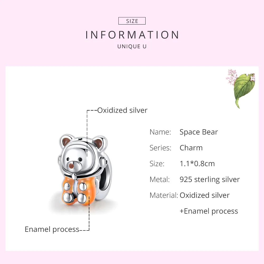 Pandora Style Silver Space Bear Charm - SCC1693