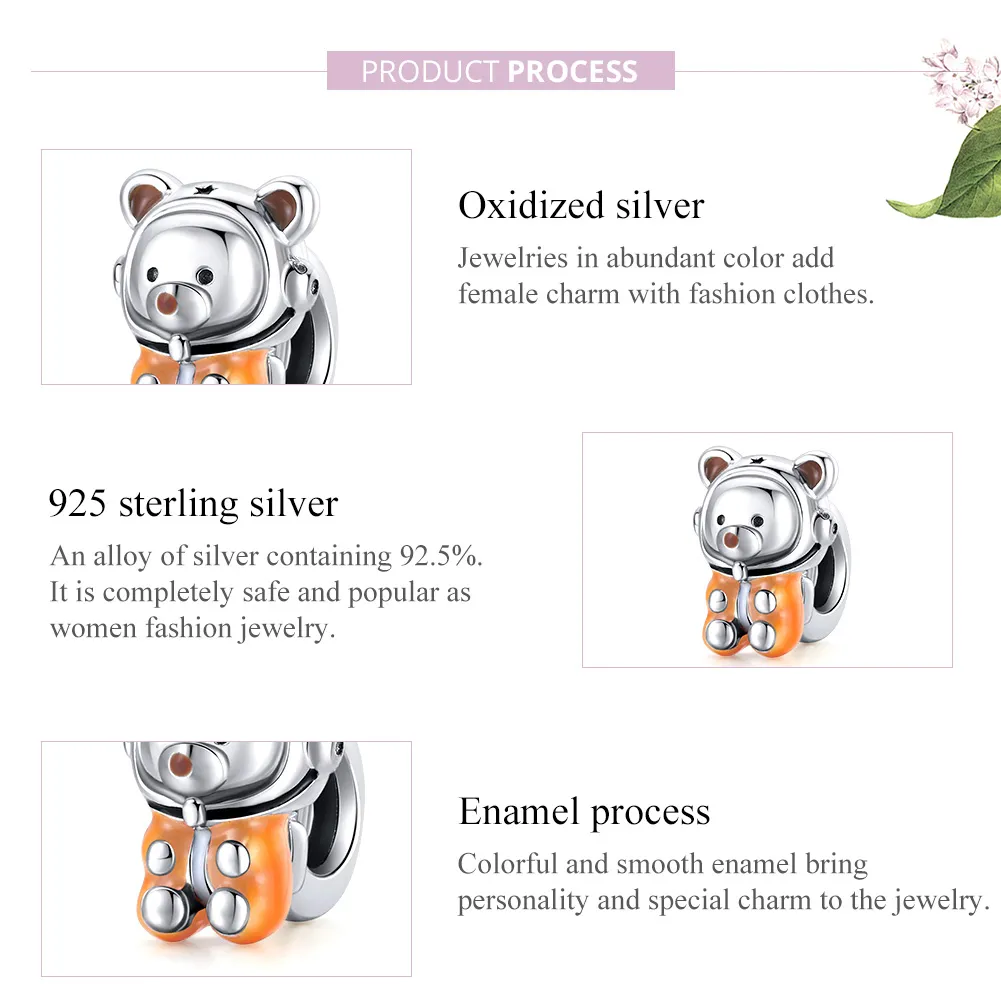 Pandora Style Silver Space Bear Charm - SCC1693