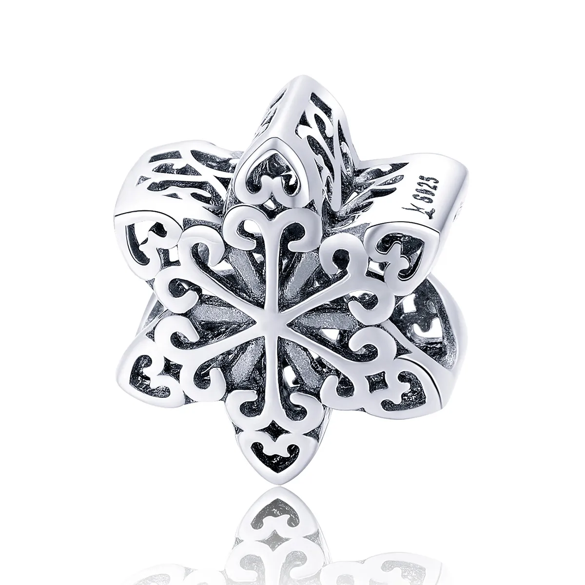 pandora style silver sparkling snowflake charm scc719