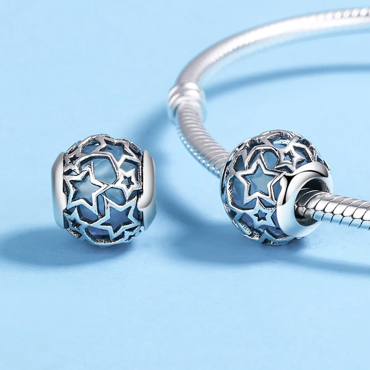 Pandora Style Silver Stars Charm - SCC411