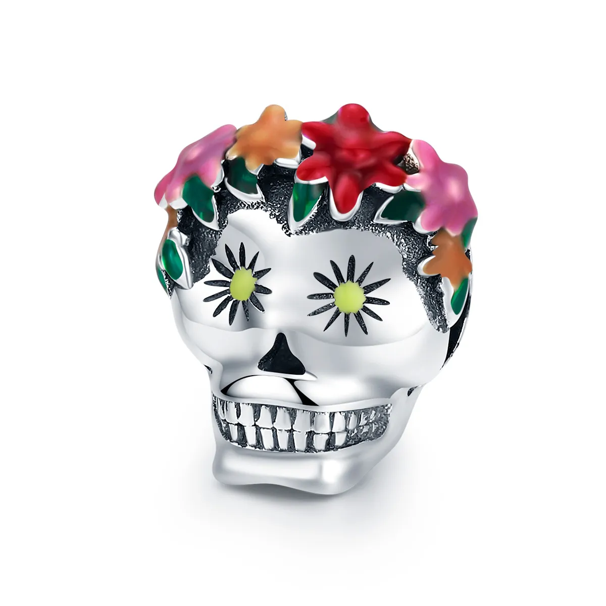 Pandora Style Silver Sugar Skull Charm - SCC888