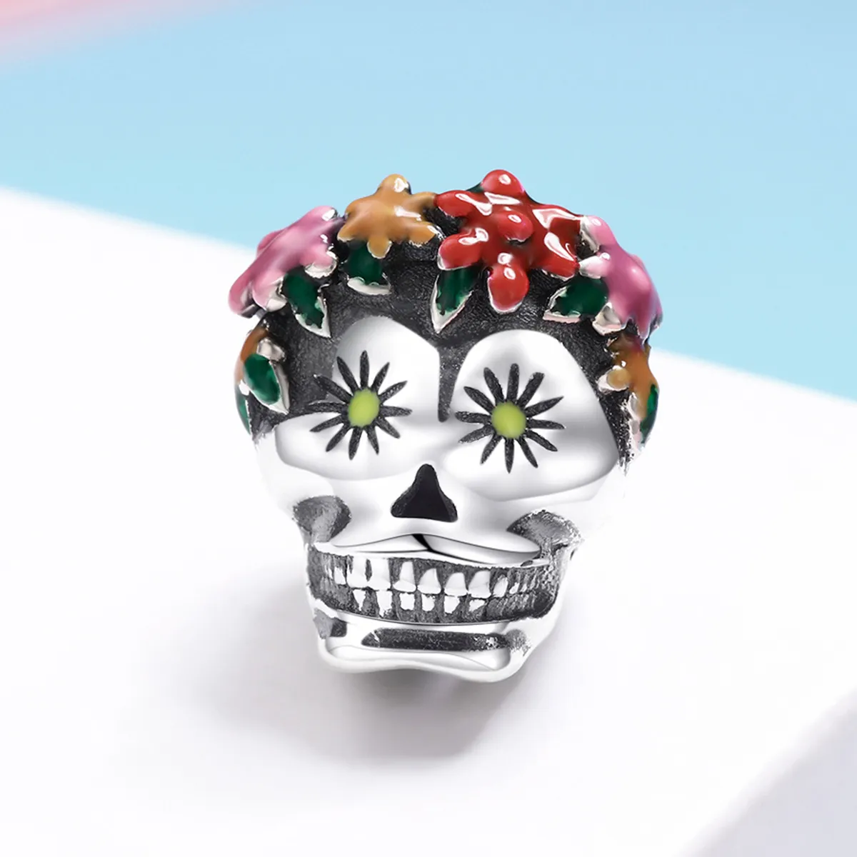 Pandora Style Silver Sugar Skull Charm - SCC888