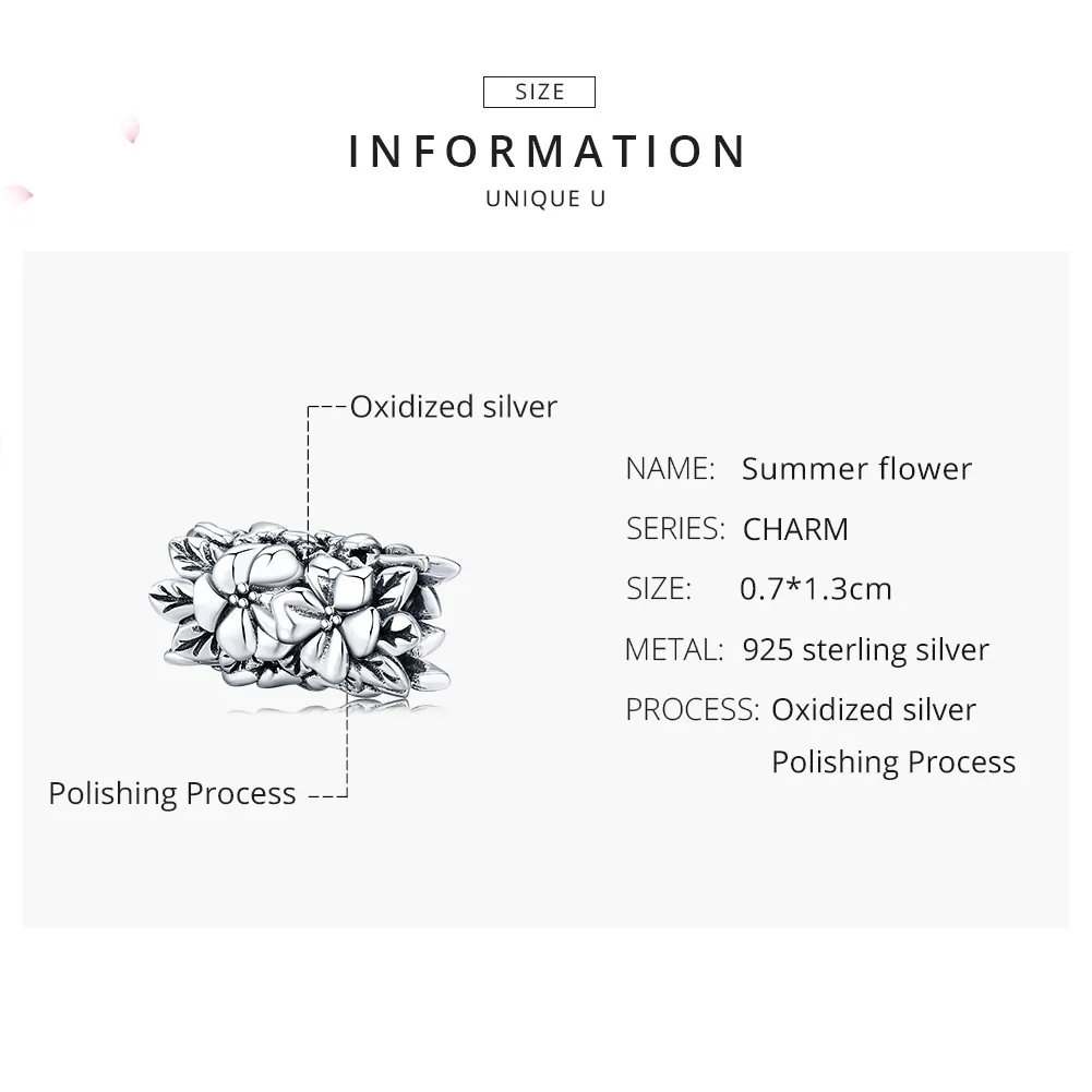 Pandora Style Silver Summer Flower Charm - SCC1488