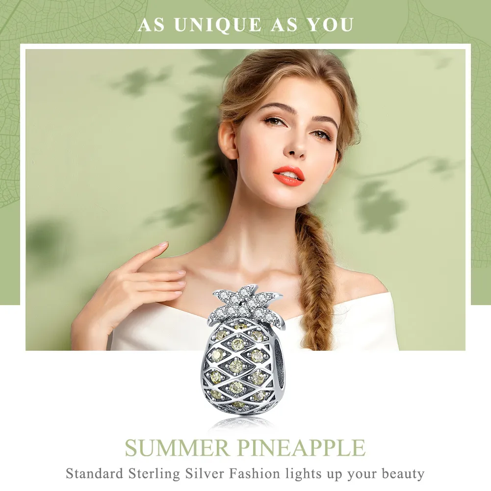 Pandora Style Silver Summer Pineapple Charm - SCC936