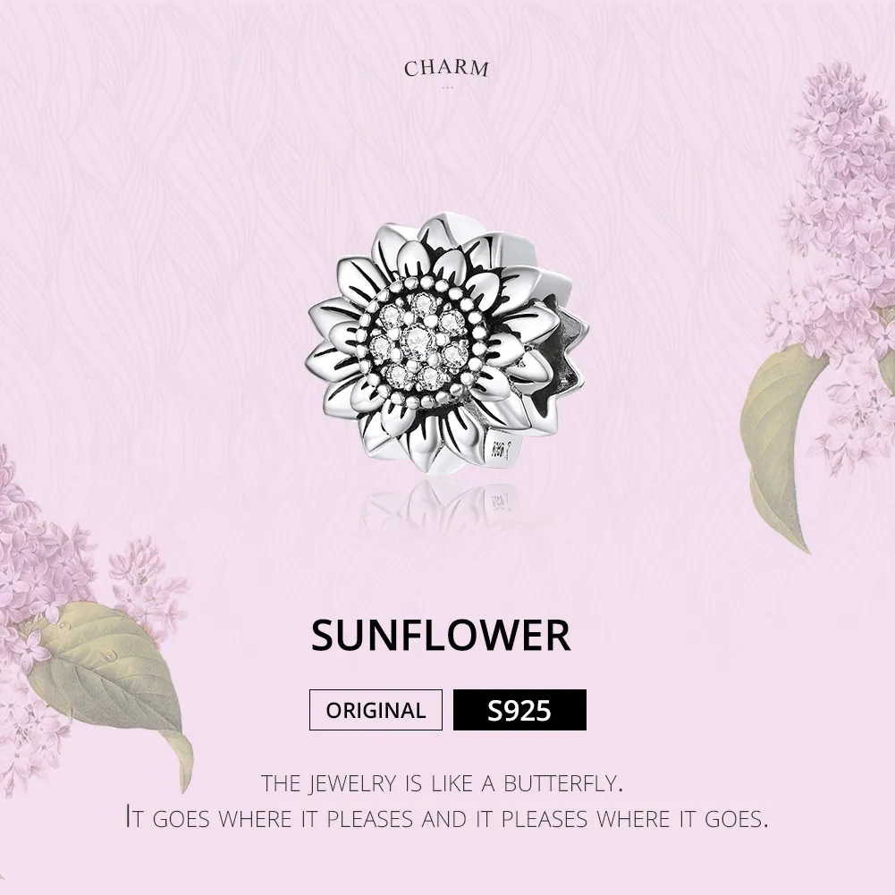 Pandora Style Silver Sunflower Charm - SCC1507