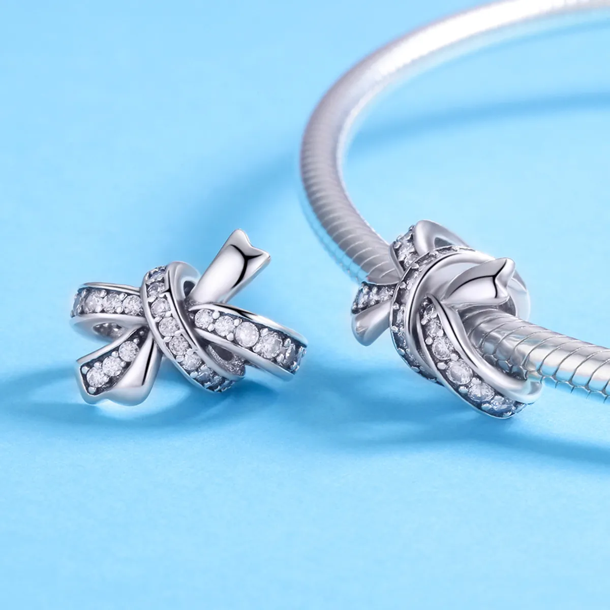 Pandora Style Silver Sweet Bow Charm - SCC773