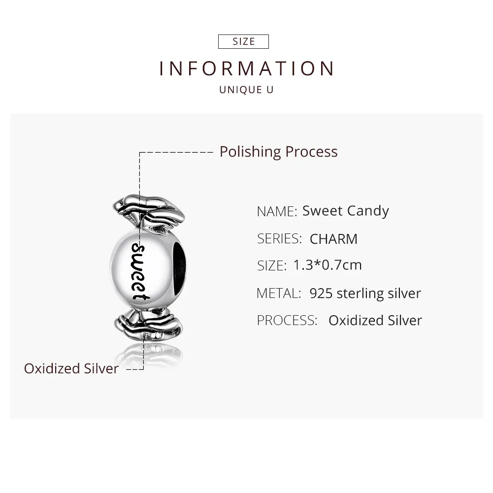 Pandora Style Silver Sweet Candy Charm - BSC353