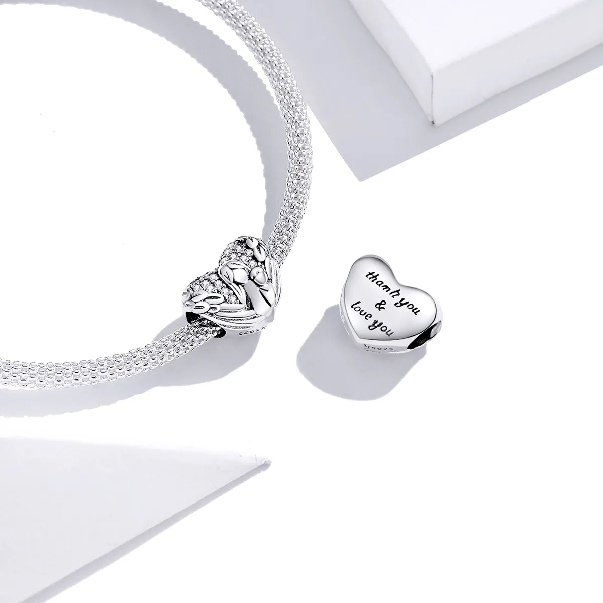 Pandora Style Silver Thank you & Love you Charm - SCC1462