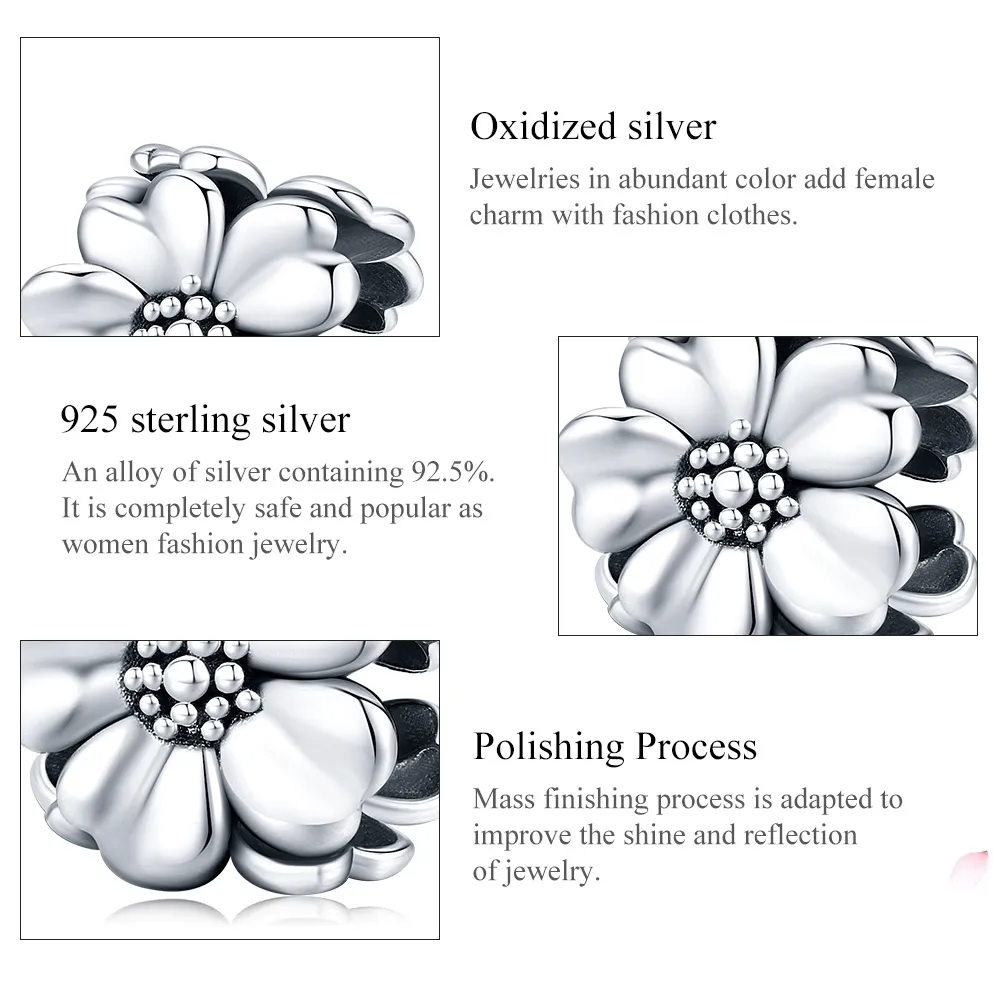 Pandora Style Silver Three Flowers Charm - SCC1486