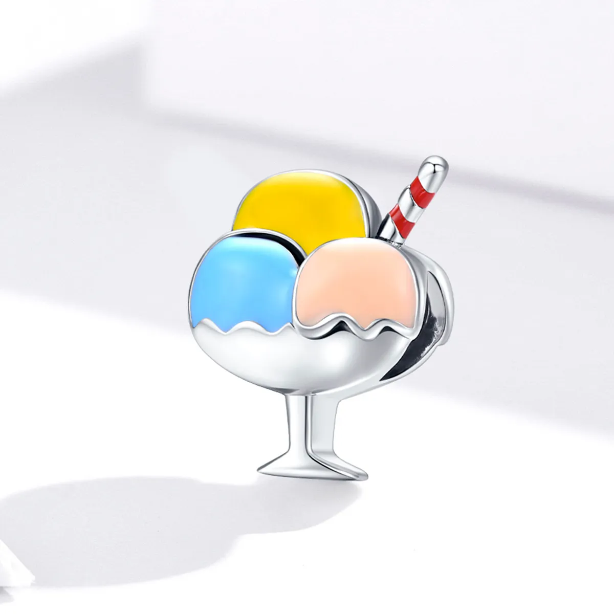 Pandora Style Silver Tri-Color Ball Ice Cream Charm - SCC1532