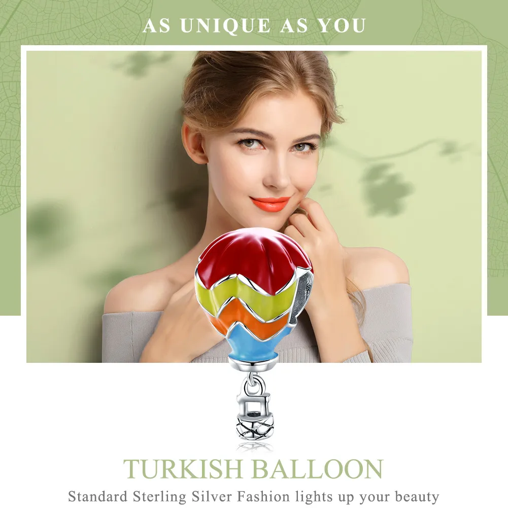 Pandora Style Silver Turkish Hot Air Balloons Charm - SCC867