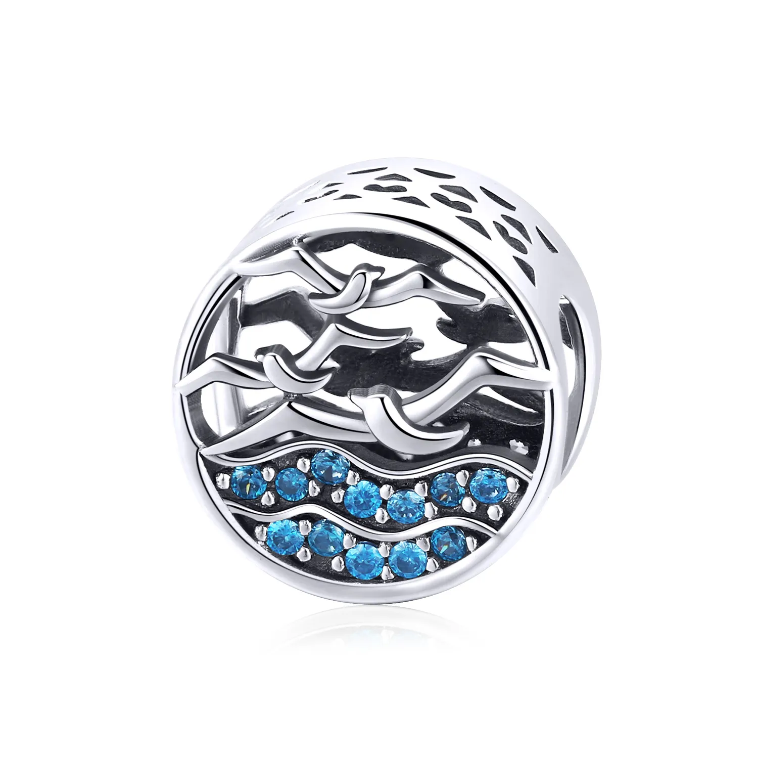 pandora style silver wave seagulls charm scc1454