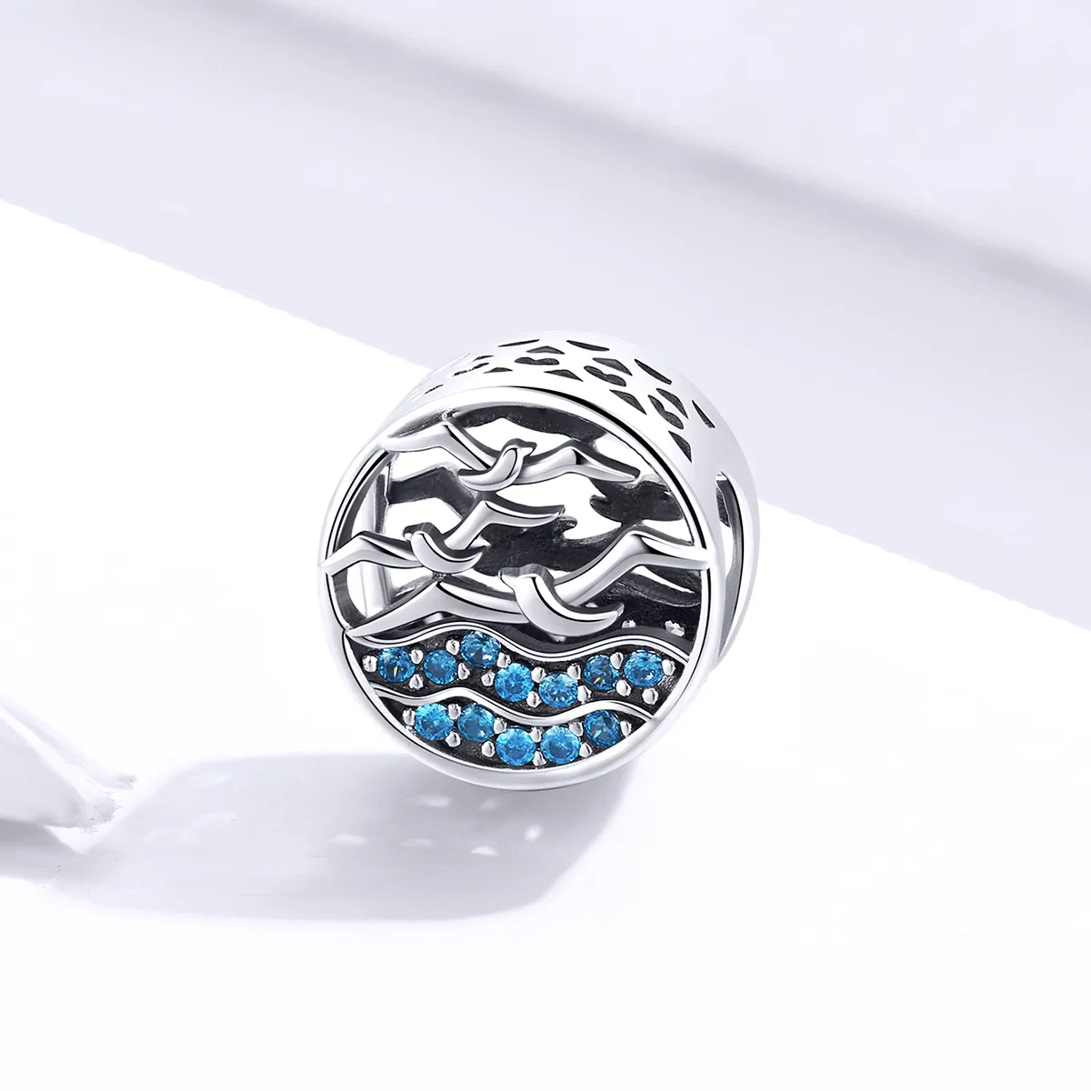 Pandora Style Silver Wave & Seagulls Charm - SCC1454