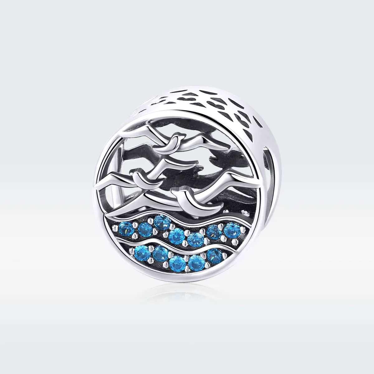 Pandora Style Silver Wave & Seagulls Charm - SCC1454