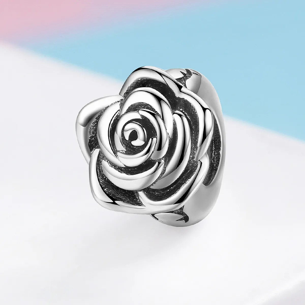 Pandora Style Silver White Rose Charm - SCC1101