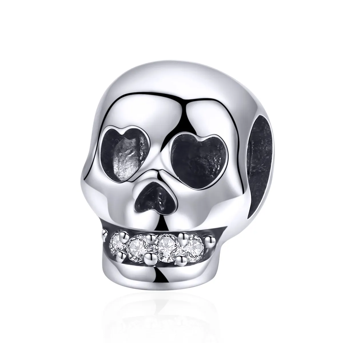 pandora style silver white skull charm scc965