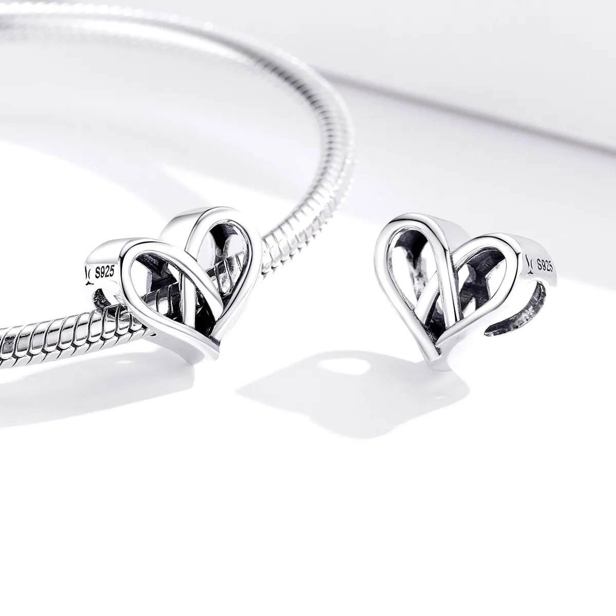 Pandora Style Silver You And Me Heart to Heart Charm - SCC1552