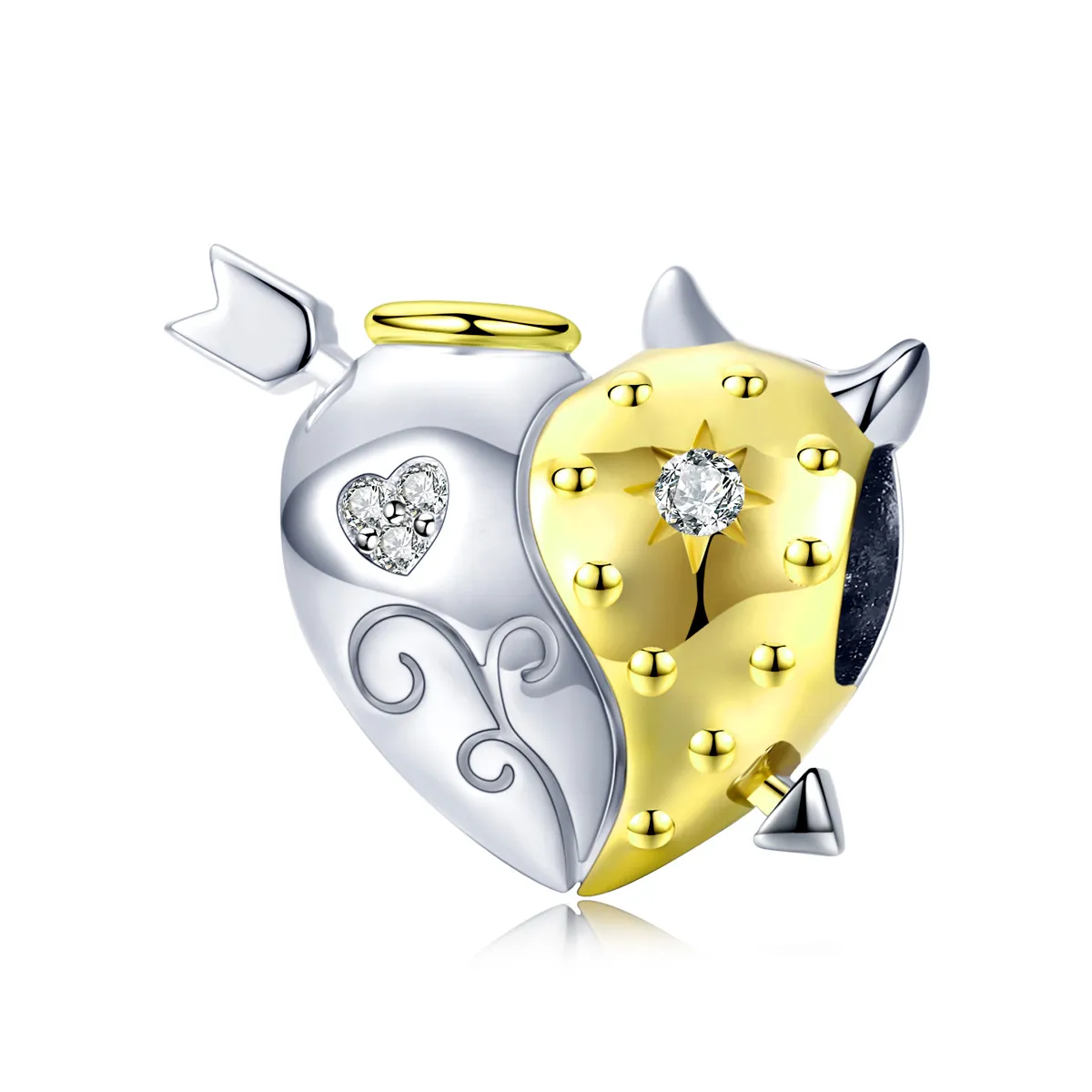 pandora style two tone angel devil charm bsc107