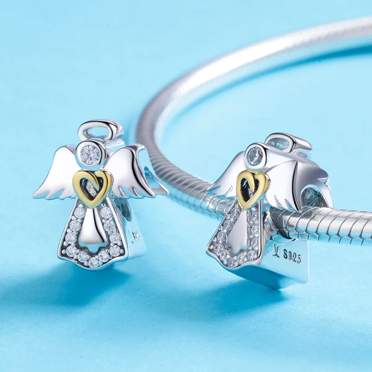 Pandora Style Two Tone Bicolor Guardian Angel Charm - SCC747