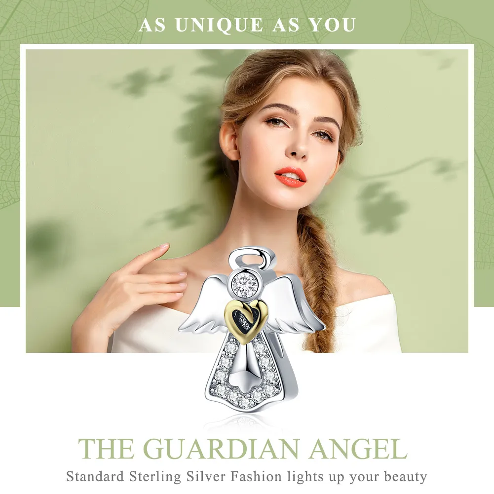 Pandora Style Two Tone Bicolor Guardian Angel Charm - SCC747