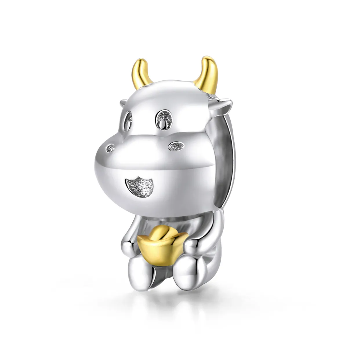 pandora style two tone bicolor lucky cow charm scc1709