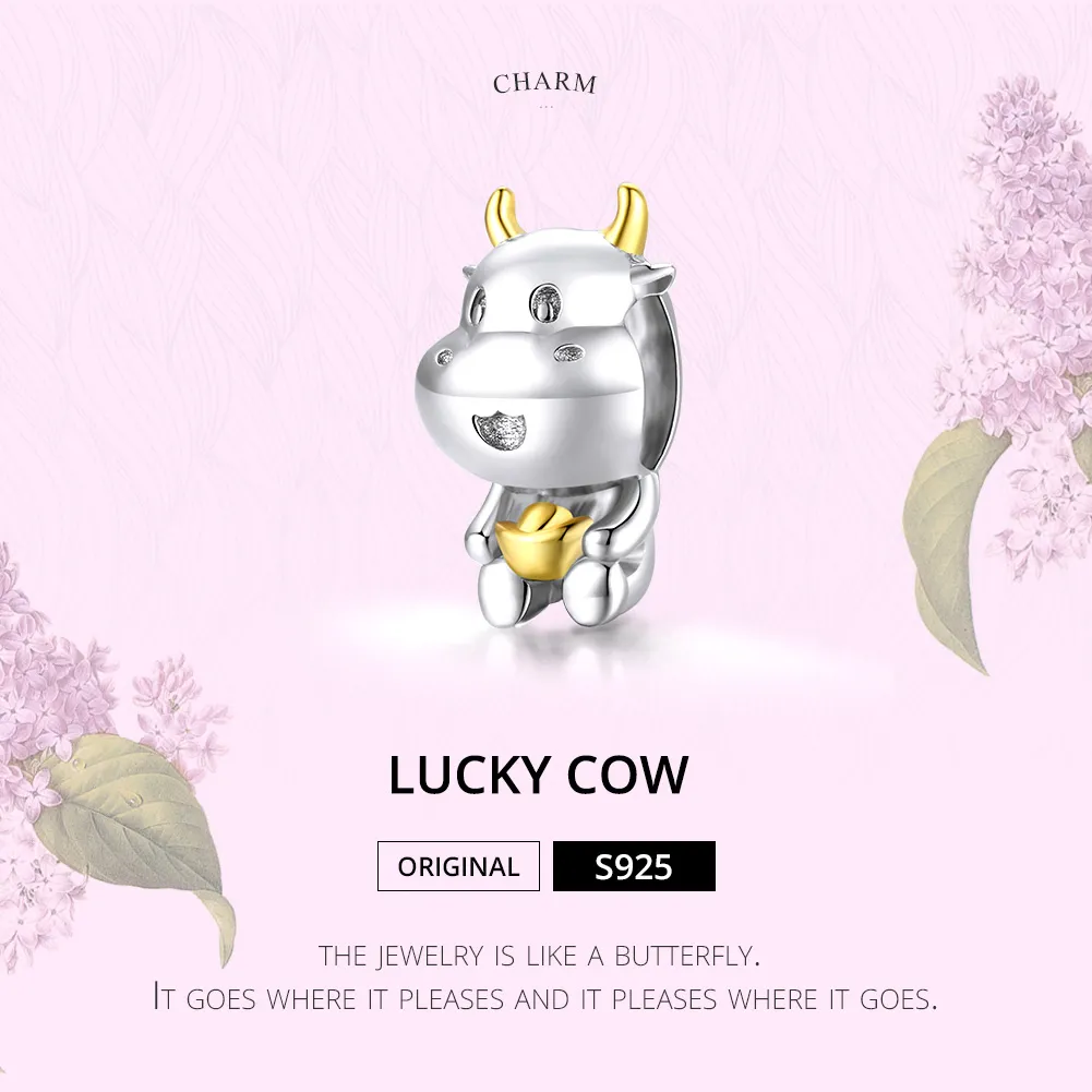 Pandora Style Two Tone Bicolor Lucky Cow Charm - SCC1709