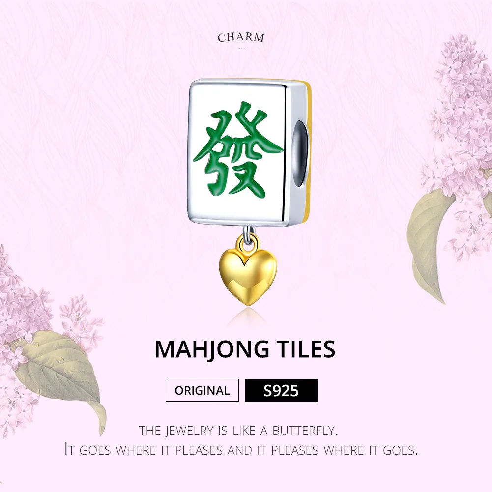 Pandora Style Two Tone Bicolor Mahjong Tiles Charm - SCC1751