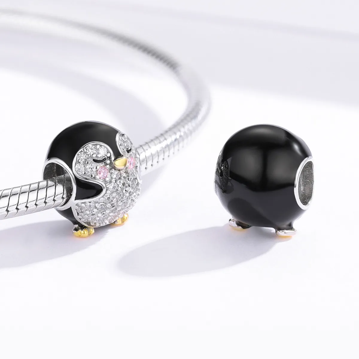 Pandora Style Two Tone Bicolor Penguin Charm - BSC126