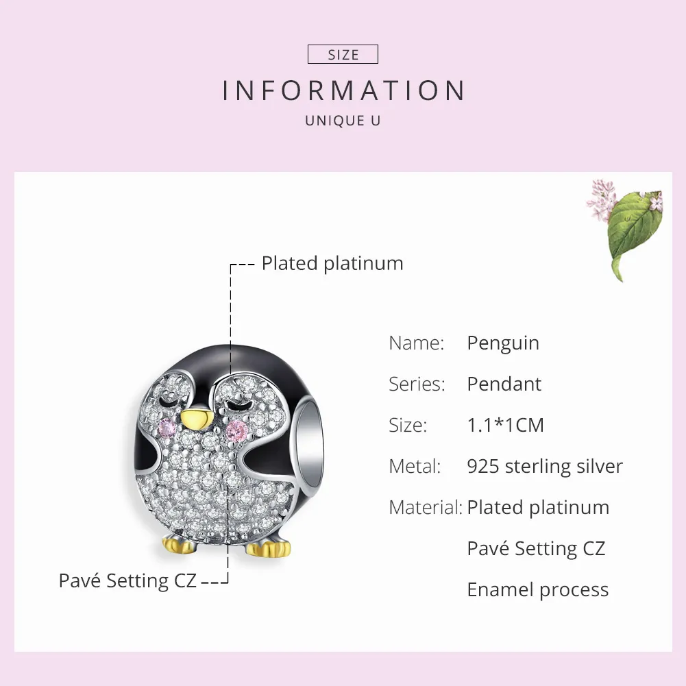 Pandora Style Two Tone Bicolor Penguin Charm - BSC126