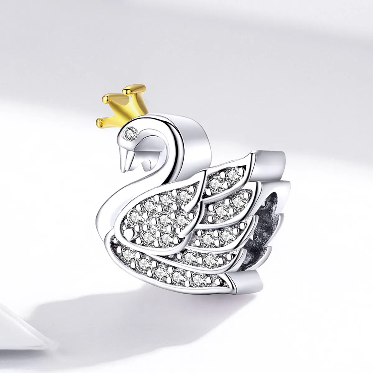 Pandora Style Two Tone Bicolor Princess Swan Charm - SCC1343