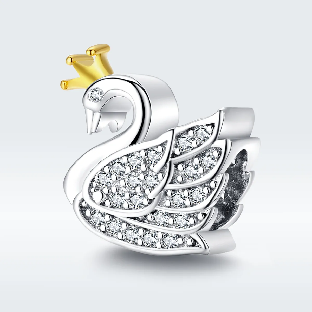 Pandora Style Two Tone Bicolor Princess Swan Charm - SCC1343