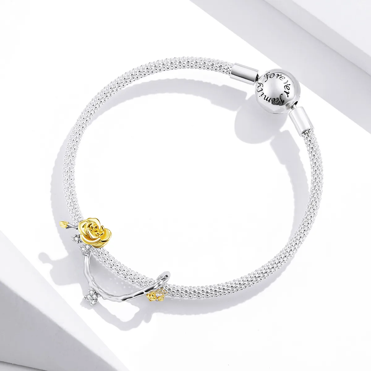 Pandora Style Two Tone Bicolor Rose Vines Charm - BSC322