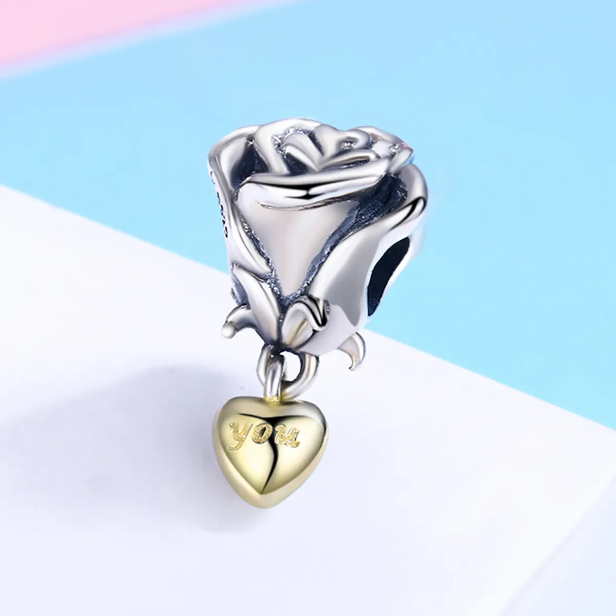 Pandora Style Two Tone I Love You Charm - SCC455